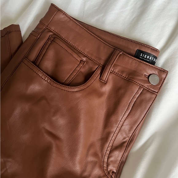 Vegan leather brown straight leg pants 🧸 - Picture 2 of 3
